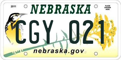 NE license plate CGY021