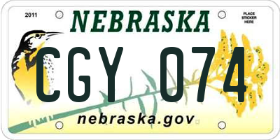 NE license plate CGY074