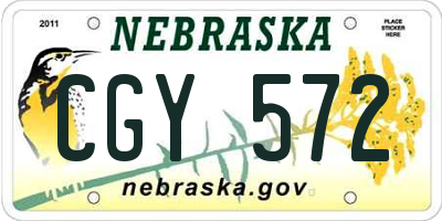 NE license plate CGY572