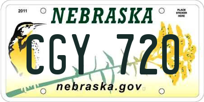 NE license plate CGY720