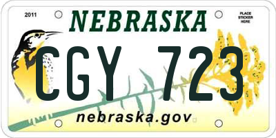 NE license plate CGY723
