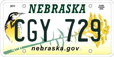 NE license plate CGY729
