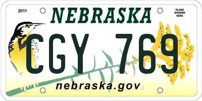 NE license plate CGY769