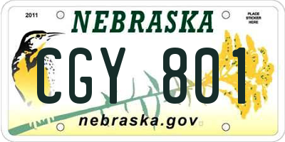 NE license plate CGY801