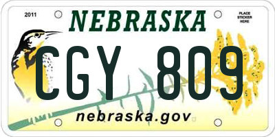 NE license plate CGY809