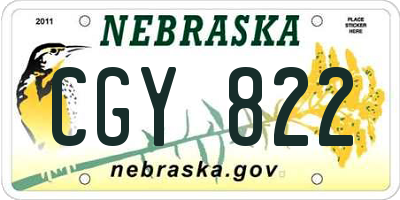 NE license plate CGY822