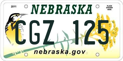 NE license plate CGZ125