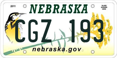 NE license plate CGZ193