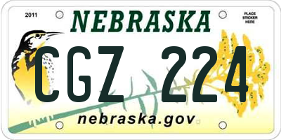 NE license plate CGZ224