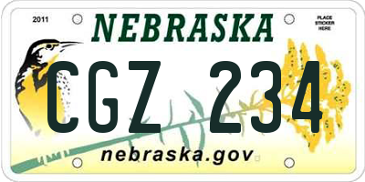 NE license plate CGZ234