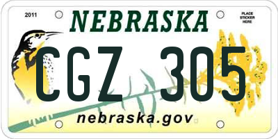 NE license plate CGZ305