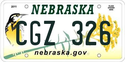 NE license plate CGZ326