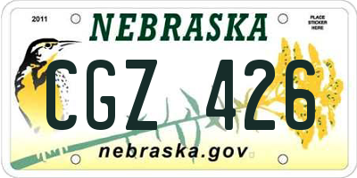 NE license plate CGZ426