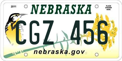 NE license plate CGZ456