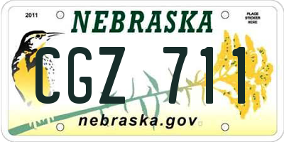 NE license plate CGZ711