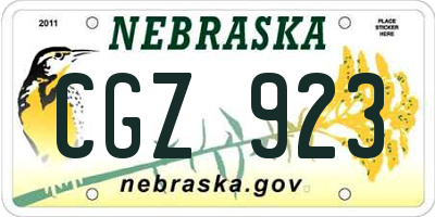 NE license plate CGZ923