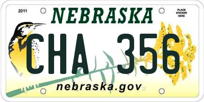 NE license plate CHA356