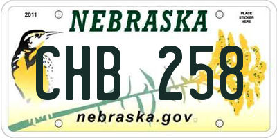 NE license plate CHB258