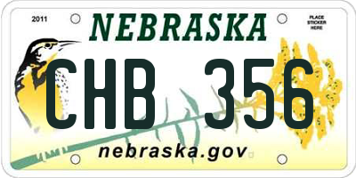 NE license plate CHB356