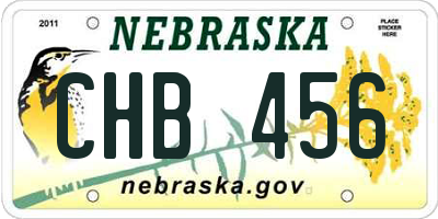 NE license plate CHB456