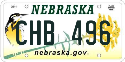 NE license plate CHB496
