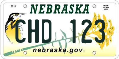 NE license plate CHD123