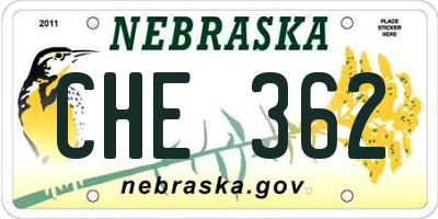 NE license plate CHE362