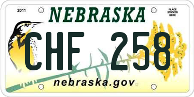 NE license plate CHF258