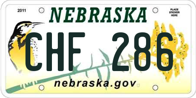 NE license plate CHF286
