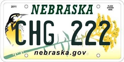 NE license plate CHG222