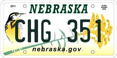 NE license plate CHG351