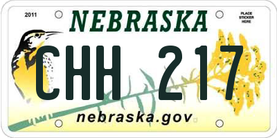NE license plate CHH217