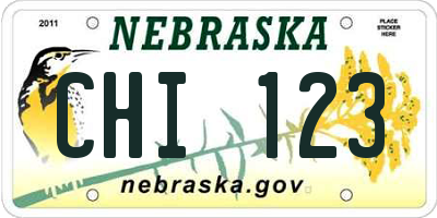 NE license plate CHI123