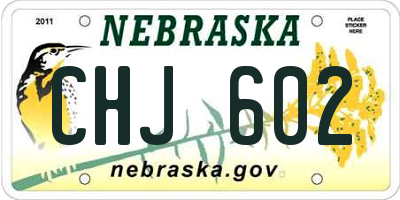 NE license plate CHJ602