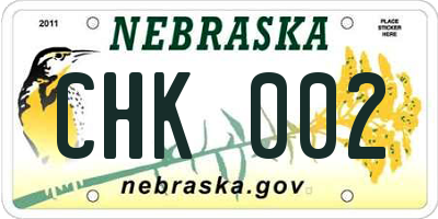 NE license plate CHK002