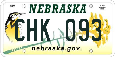 NE license plate CHK093