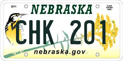 NE license plate CHK201