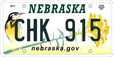 NE license plate CHK915