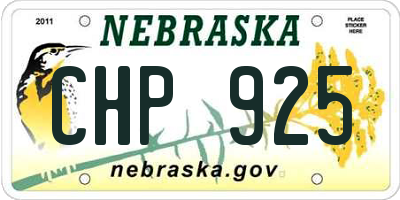 NE license plate CHP925