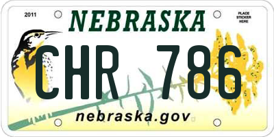 NE license plate CHR786