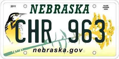 NE license plate CHR963