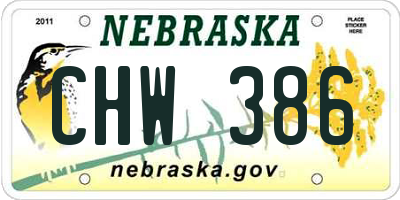 NE license plate CHW386
