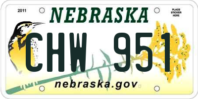 NE license plate CHW951