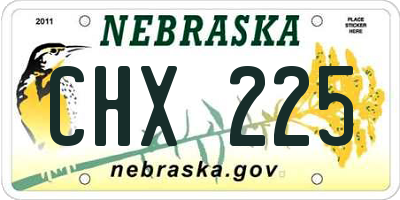 NE license plate CHX225