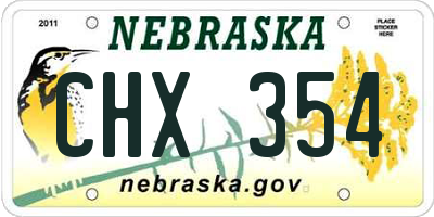 NE license plate CHX354