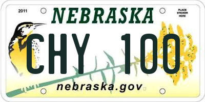 NE license plate CHY100