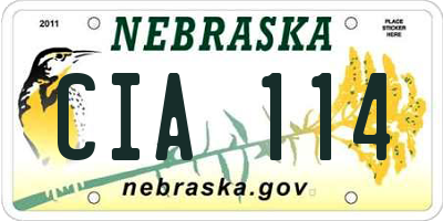 NE license plate CIA114