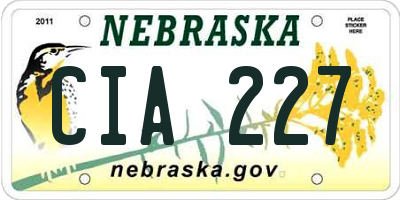 NE license plate CIA227