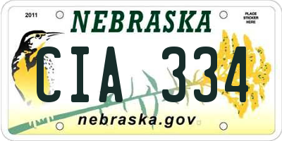 NE license plate CIA334