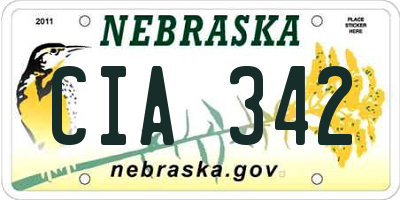 NE license plate CIA342